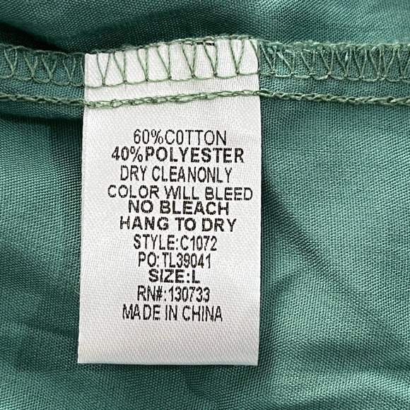 Umgee Floral Embroidered Mini Dress Tunic Womens Sz L Green Boho Garden Wedding - Picture 9 of 11